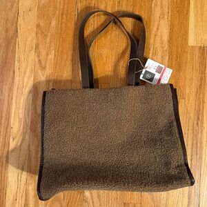 NEW Cozy Brown Tote with Black Handles